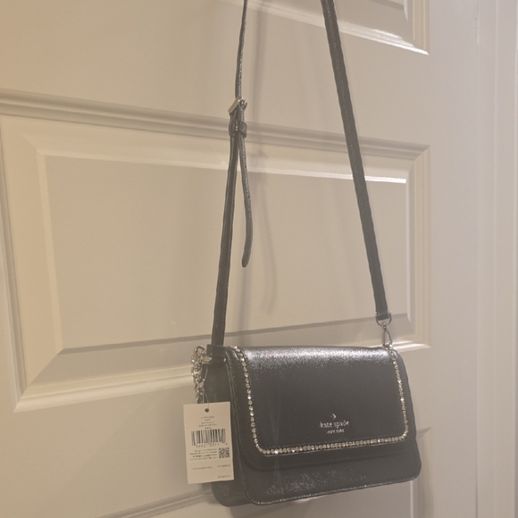 kate spade Handbags - Kate Spade Black Leather Crossbody with Crystal Trim NWT
